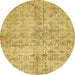 Round Machine Washable Abstract Cinnamon Brown Rug, wshabs386