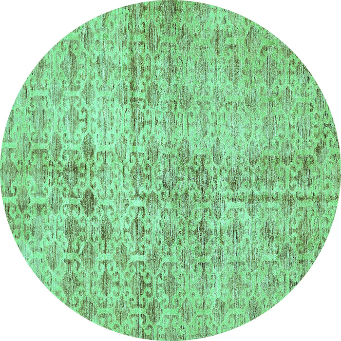 Round Machine Washable Abstract Turquoise Modern Area Rugs, wshabs386turq