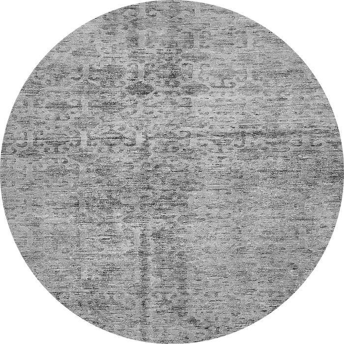 Round Machine Washable Abstract Gray Modern Rug, wshabs386gry