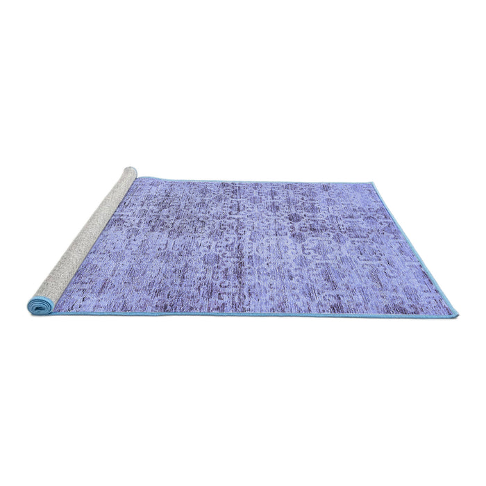 Sideview of Machine Washable Abstract Blue Modern Rug, wshabs386blu