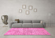 Machine Washable Abstract Pink Modern Rug in a Living Room, wshabs386pnk