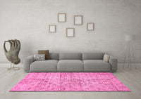 Machine Washable Abstract Pink Modern Rug, wshabs386pnk