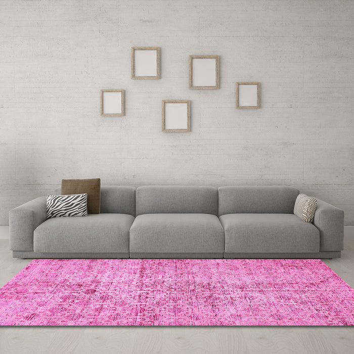 Machine Washable Abstract Pink Modern Rug in a Living Room, wshabs386pnk