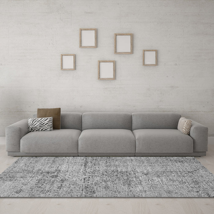 Machine Washable Abstract Gray Modern Rug in a Living Room,, wshabs386gry