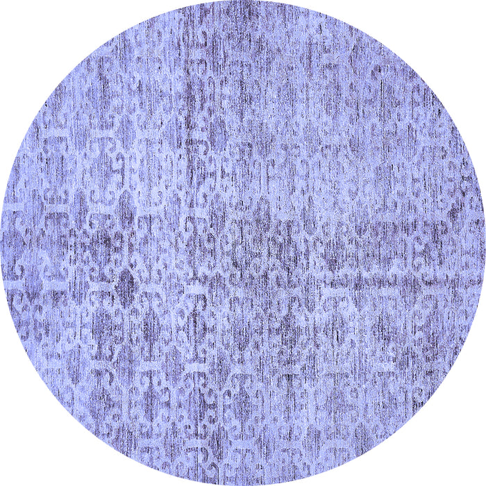 Round Machine Washable Abstract Blue Modern Rug, wshabs386blu