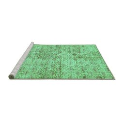 Sideview of Machine Washable Abstract Turquoise Modern Area Rugs, wshabs386turq