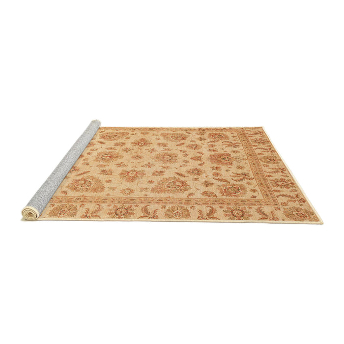 Sideview of Machine Washable Abstract Chrome Gold Yellow Rug, wshabs3870