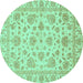 Round Machine Washable Abstract Turquoise Modern Area Rugs, wshabs3870turq