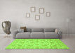 Machine Washable Abstract Green Modern Area Rugs in a Living Room,, wshabs3870grn