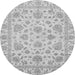 Round Machine Washable Abstract Gray Modern Rug, wshabs3870gry