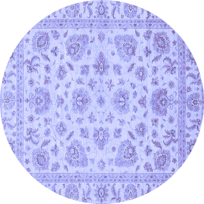 Round Abstract Blue Modern Rug, abs3870blu
