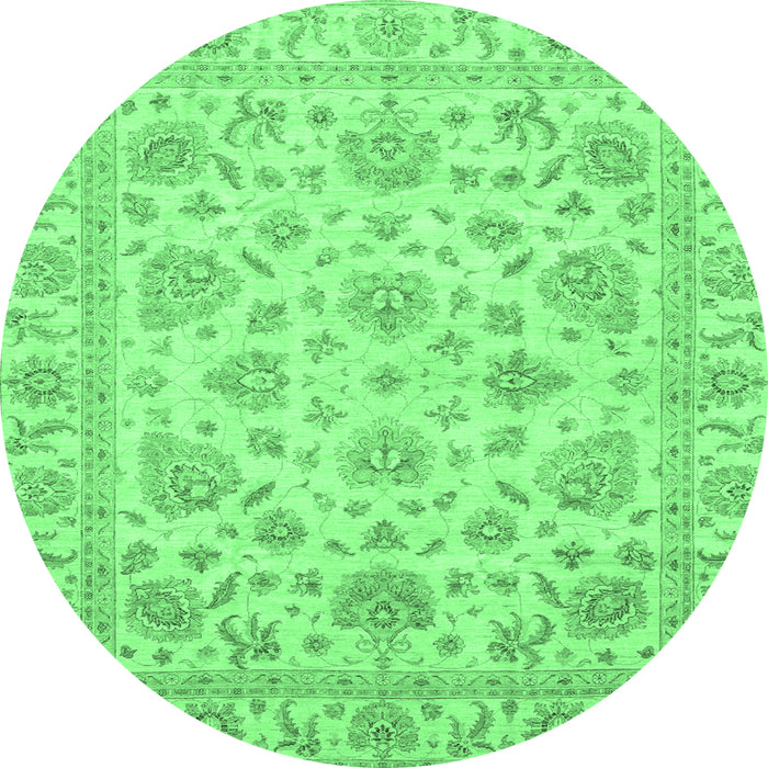 Round Abstract Emerald Green Modern Rug, abs3870emgrn