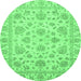 Round Abstract Emerald Green Modern Rug, abs3870emgrn