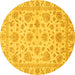 Round Abstract Yellow Modern Rug, abs3870yw