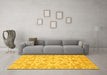 Machine Washable Abstract Yellow Modern Rug in a Living Room, wshabs3870yw