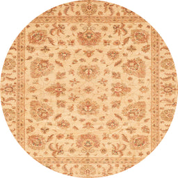 Round Machine Washable Abstract Chrome Gold Yellow Rug, wshabs3870