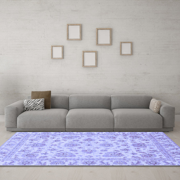Machine Washable Abstract Blue Modern Rug in a Living Room, wshabs3870blu