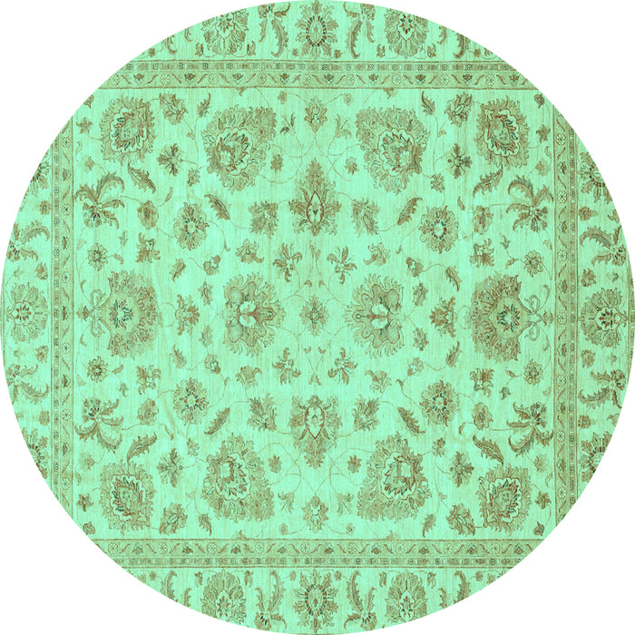 Round Abstract Turquoise Modern Rug, abs3870turq