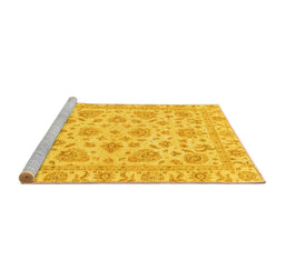 Sideview of Machine Washable Abstract Yellow Modern Rug, wshabs3870yw