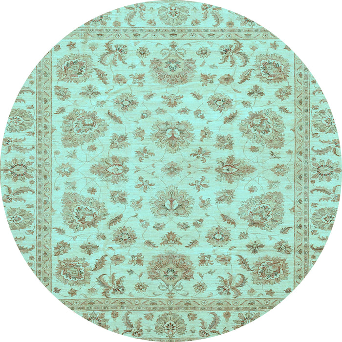 Round Abstract Light Blue Modern Rug, abs3870lblu