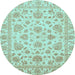 Round Abstract Light Blue Modern Rug, abs3870lblu