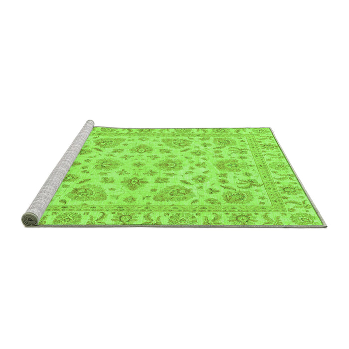 Sideview of Machine Washable Abstract Green Modern Area Rugs, wshabs3870grn