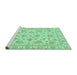 Sideview of Machine Washable Abstract Turquoise Modern Area Rugs, wshabs3870turq