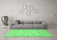 Machine Washable Abstract Emerald Green Modern Rug, wshabs3870emgrn