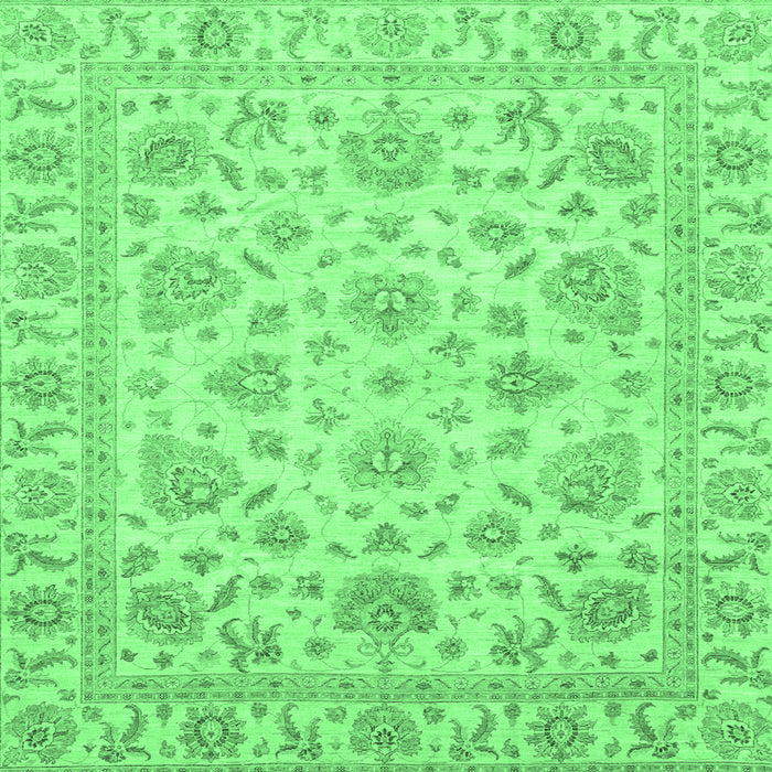 Square Abstract Emerald Green Modern Rug, abs3870emgrn