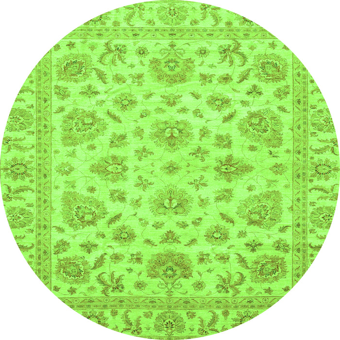 Round Abstract Green Modern Rug, abs3870grn