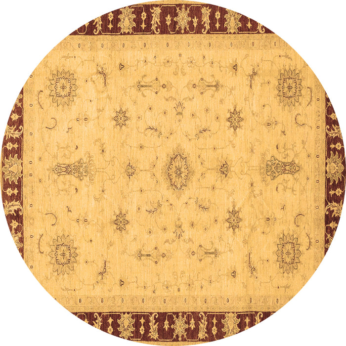 Round Oriental Brown Traditional Rug, abs3871brn