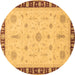 Round Oriental Brown Traditional Rug, abs3871brn