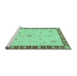 Sideview of Machine Washable Oriental Turquoise Traditional Area Rugs, wshabs3871turq