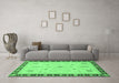 Machine Washable Oriental Emerald Green Traditional Area Rugs in a Living Room,, wshabs3871emgrn