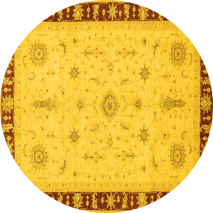 Round Oriental Yellow Traditional Rug, abs3871yw