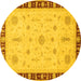 Round Oriental Yellow Traditional Rug, abs3871yw