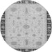 Round Machine Washable Oriental Gray Traditional Rug, wshabs3871gry