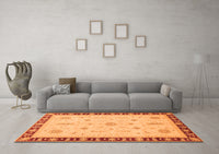 Machine Washable Oriental Orange Traditional Rug, wshabs3871org