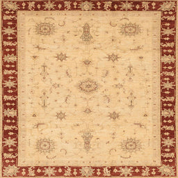 Square Abstract Chrome Gold Yellow Oriental Rug, abs3871