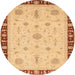 Round Abstract Chrome Gold Yellow Oriental Rug, abs3871