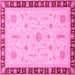 Square Machine Washable Oriental Pink Traditional Rug, wshabs3871pnk