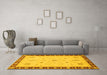 Machine Washable Oriental Yellow Traditional Rug in a Living Room, wshabs3871yw