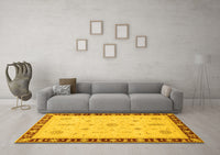 Machine Washable Oriental Yellow Traditional Rug, wshabs3871yw