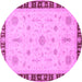 Round Oriental Purple Traditional Rug, abs3871pur