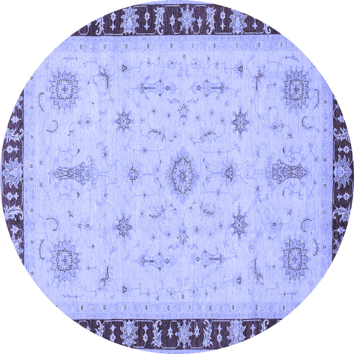 Round Machine Washable Oriental Blue Traditional Rug, wshabs3871blu