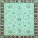 Square Machine Washable Oriental Light Blue Traditional Rug, wshabs3871lblu