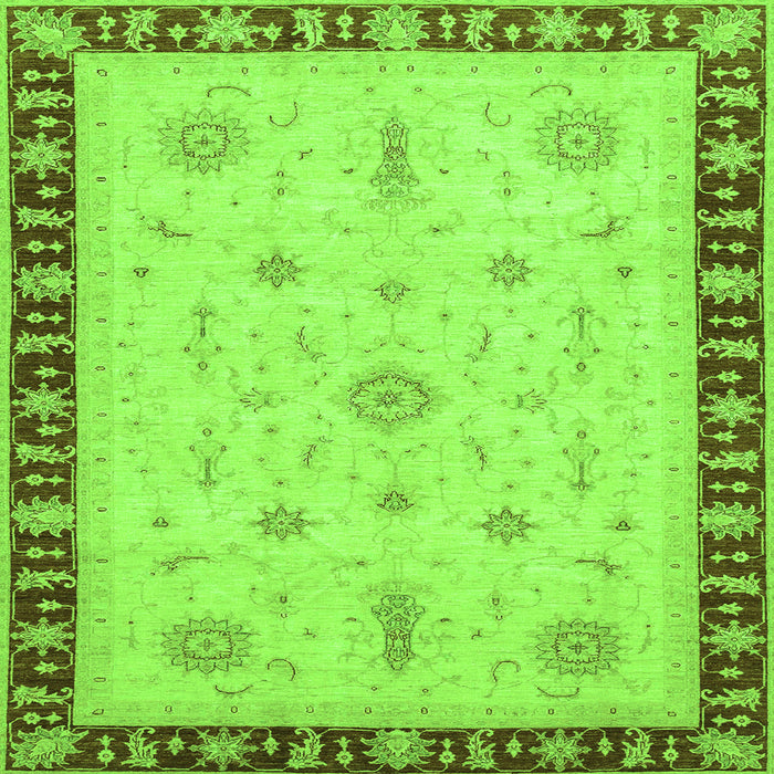 Square Oriental Green Traditional Rug, abs3871grn