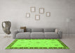 Machine Washable Oriental Green Traditional Area Rugs in a Living Room,, wshabs3871grn