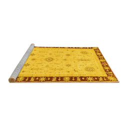 Sideview of Machine Washable Oriental Yellow Traditional Rug, wshabs3871yw