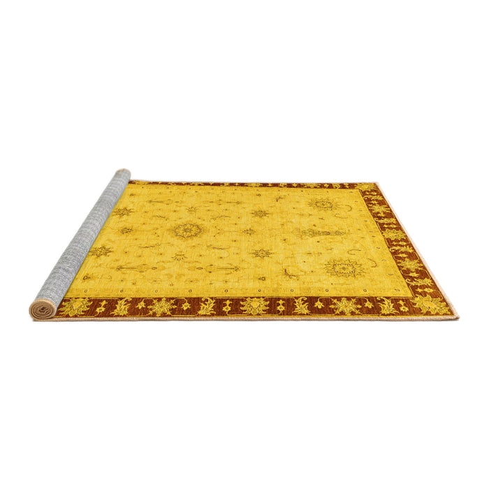 Sideview of Machine Washable Oriental Yellow Traditional Rug, wshabs3871yw